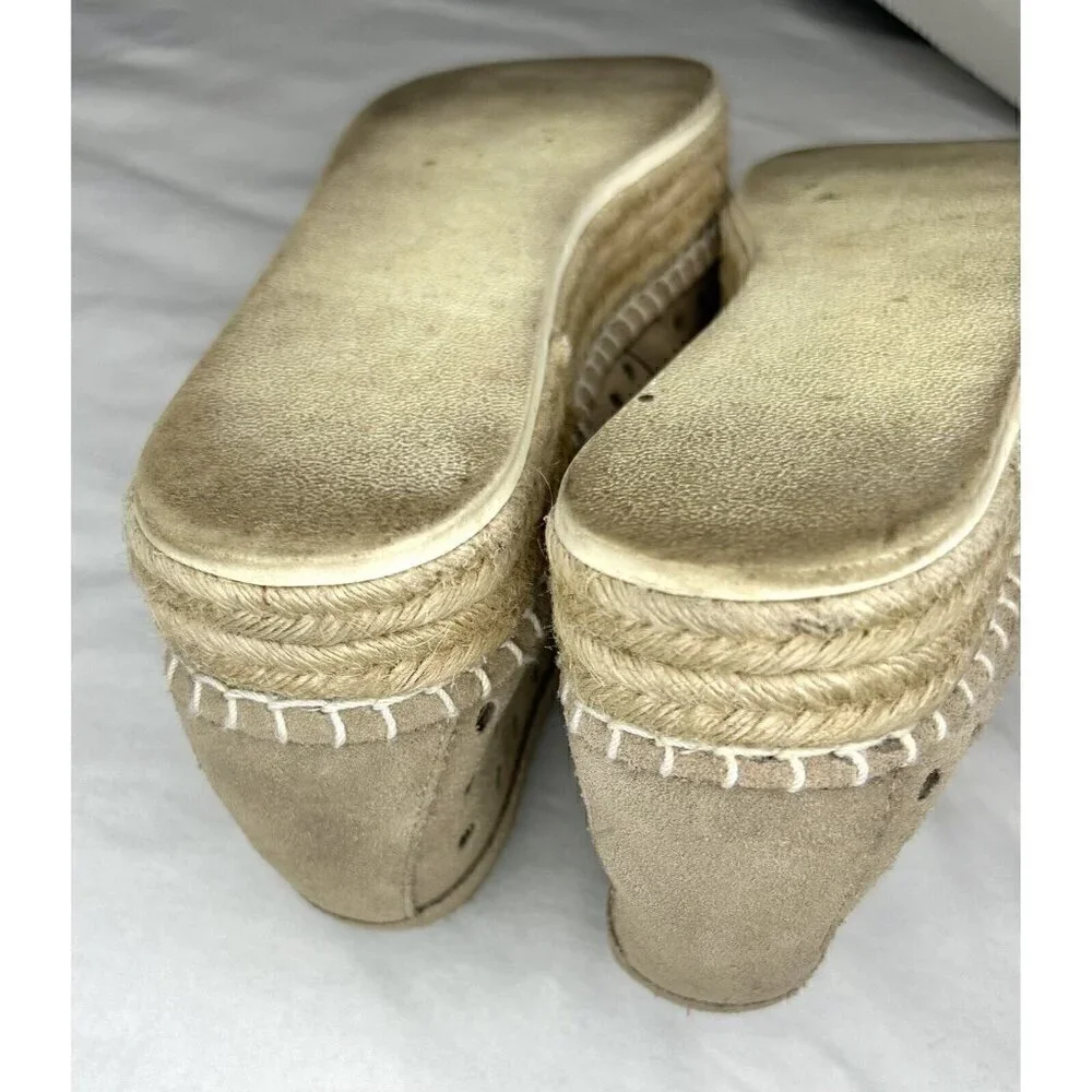 Steve Madden Suede Leather Espadrille Platform Shoes 8 Tan Cottagecore Boho Cute